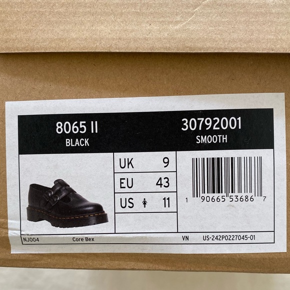 NIB Dr. Martens 8065 Black Smooth Leather Double Strap Mary Jane Derby Shoe W11 - Picture 7 of 9